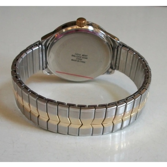 Men's MIYKON Number Dial Casual Stretch Band Gold & Silver Finish Fashion Watch - Picture 4 of 6